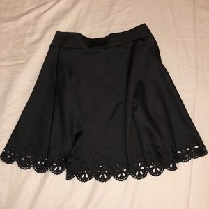 black skater skirt w/cutout flower edging
